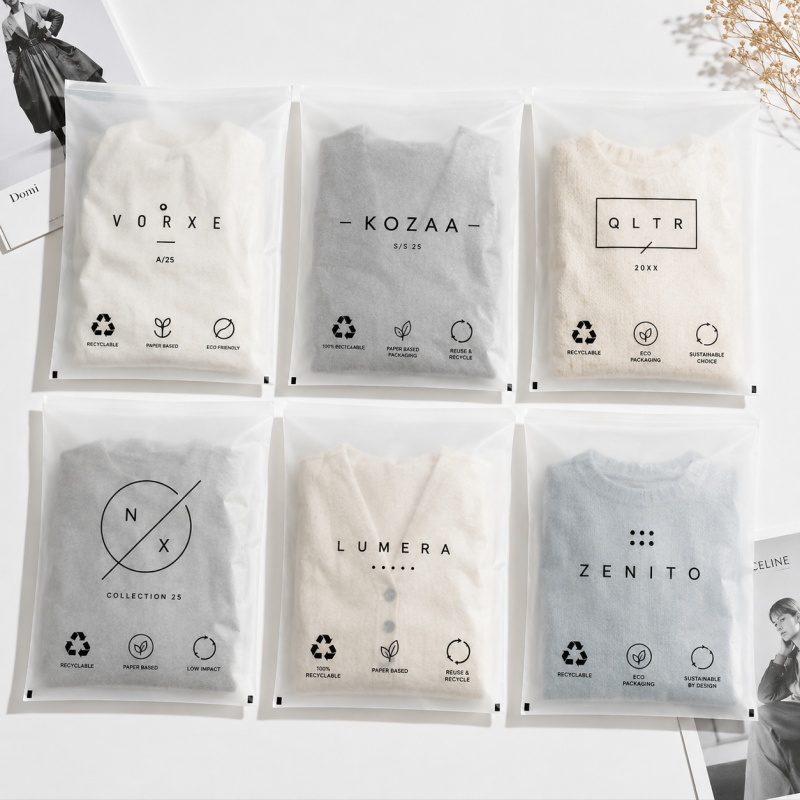 Biodegradable Glassine Paper Clothing Bags Custom Logo Printed Eco Friendly Recyclable Packaging Pouches for Fashion Brand