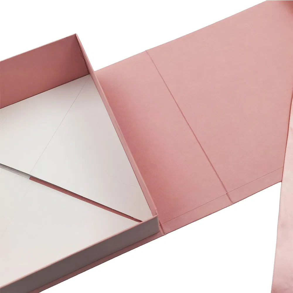 Wholesale Luxury Premium Pink Ribbon Folding Carton Jewelry Cosmetic Gift Packaging Box