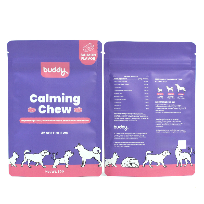 Custom Printed Resealable Zip Lock Moisture Proof Dog Chews Food Packaging Stand up Pouch Plastic Mylar Bag