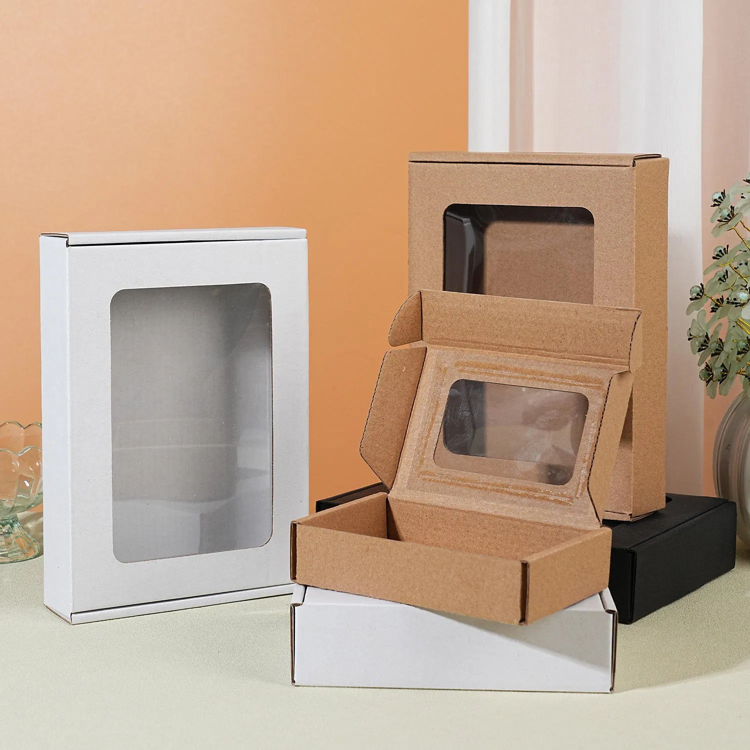 Custom Kraft Cardboard Window Box Printing with Embossing