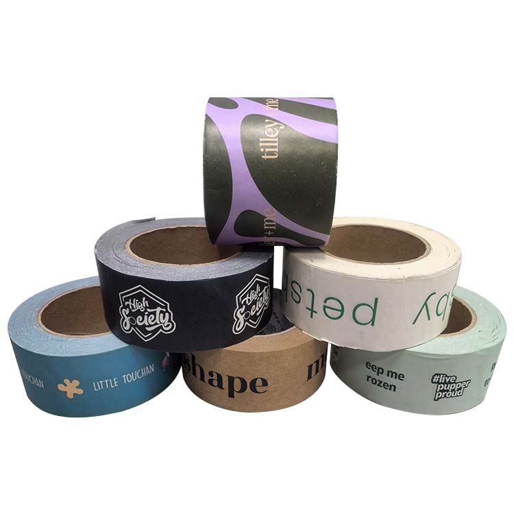 Custom Printed Packaging With logo Fiberglass Gummed Tape Eco-friendly Water Activated Reinforced Kraft Paper Tape