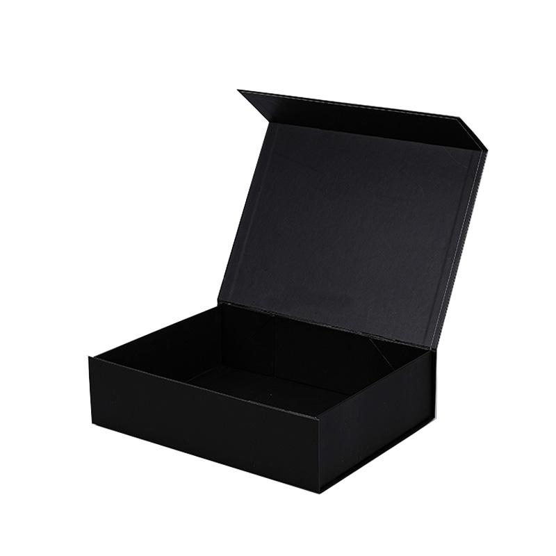 Custom Large Logo Luxury Black Magnetic Folding Gift Box Rigid Cardboard with New Design Matt Lamination Printing Paper Boxes