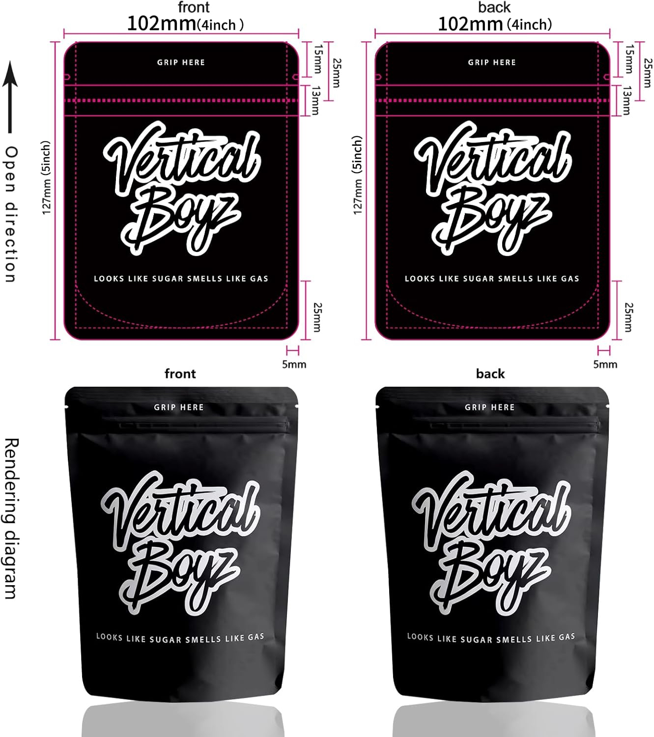 Custom Printed Mylar Bags Resealable Zipper Lock Design 3.5g Packaging Mylar Bag with Your Logo