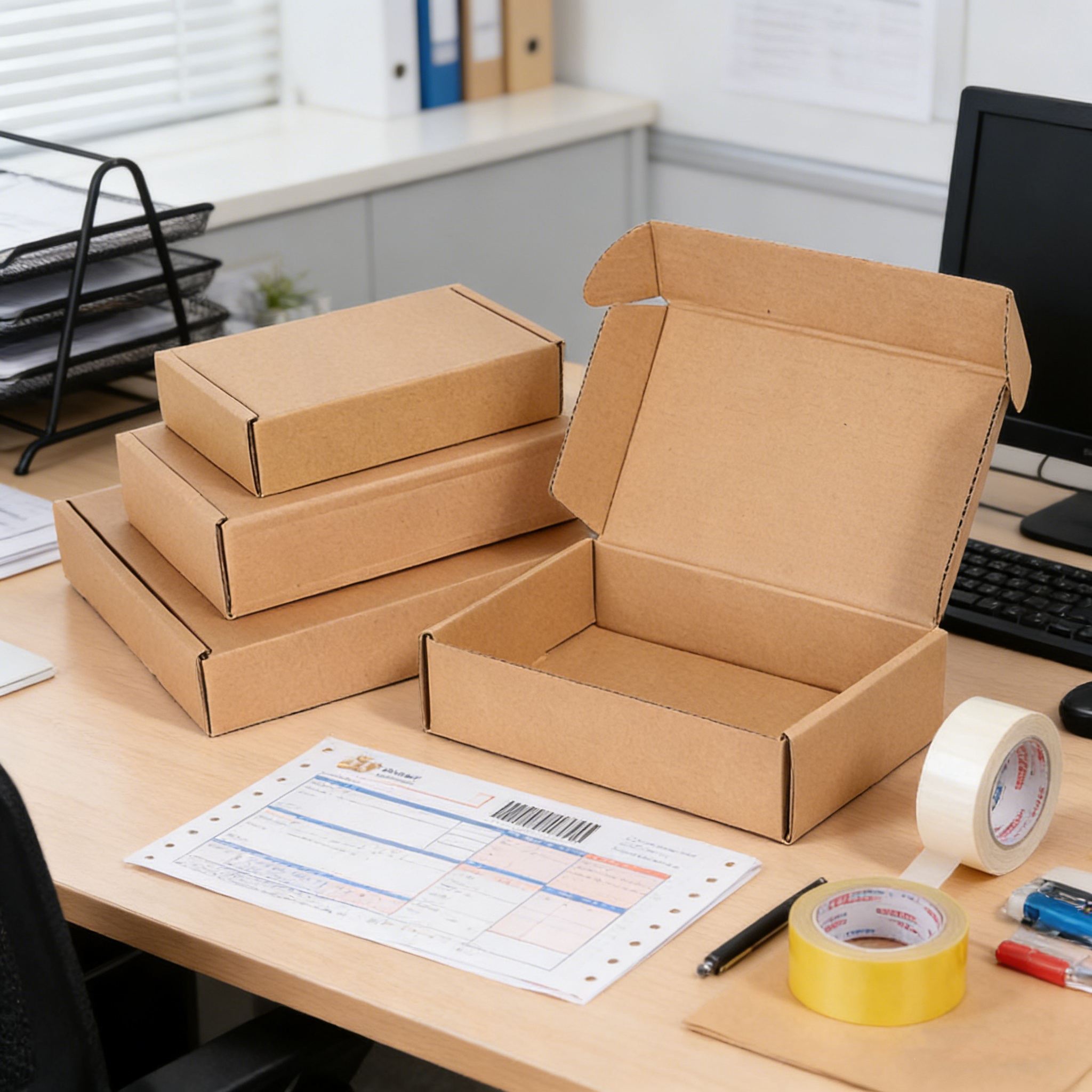 Heavy Duty Eco-Friendly Portable Corrugated Mailer Box with Embossing for E-commerce Shipping Custom Size Kraft Brown