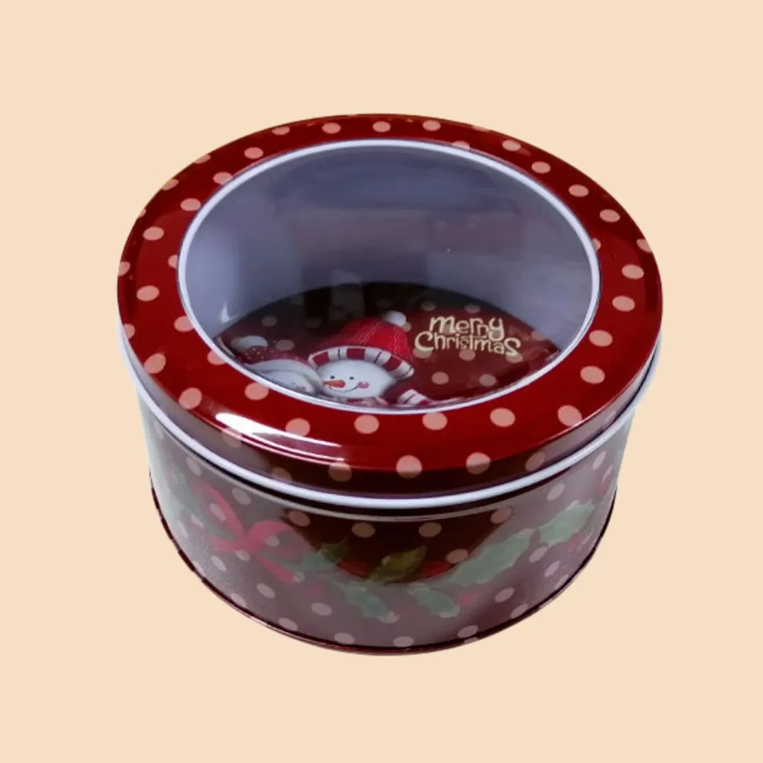 Promotional Metal Box with Window Cookie Tin Set Metal Tin Christmas Gift Box Packaging