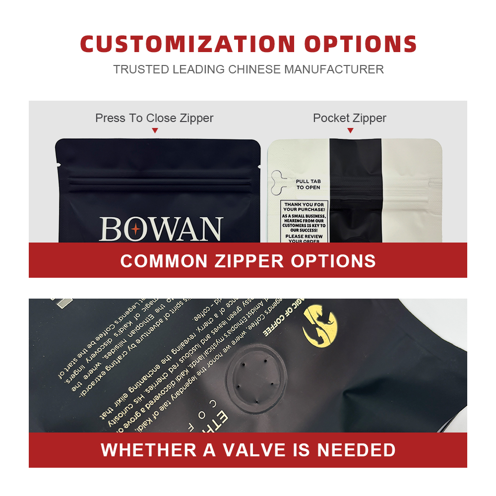Custom Printed Coffee Packaging Bag Matte Flat Bottom Pouch With Valve and Zipper Luxury Minimalist Coffee Bean Bag