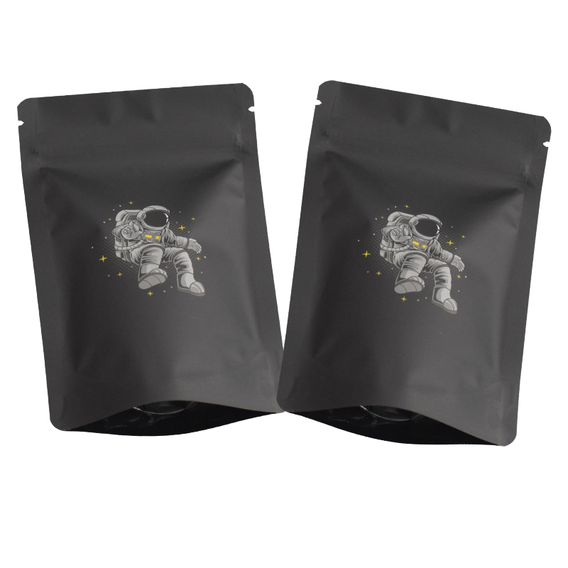 Custom Printed Resealable Ziplock Stand Up Pouch Aluminum Foil Black Plastic Packaging Smell Proof 3.5g 3.5 Mylar Bags With Logo