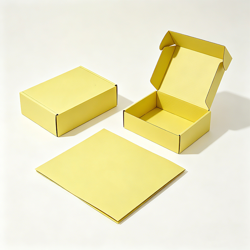 Custom Logo Printed Mailer Box Yellow Corrugated Cardboard Shipping Boxes Eco Friendly Paper Packaging for Small Business Gift
