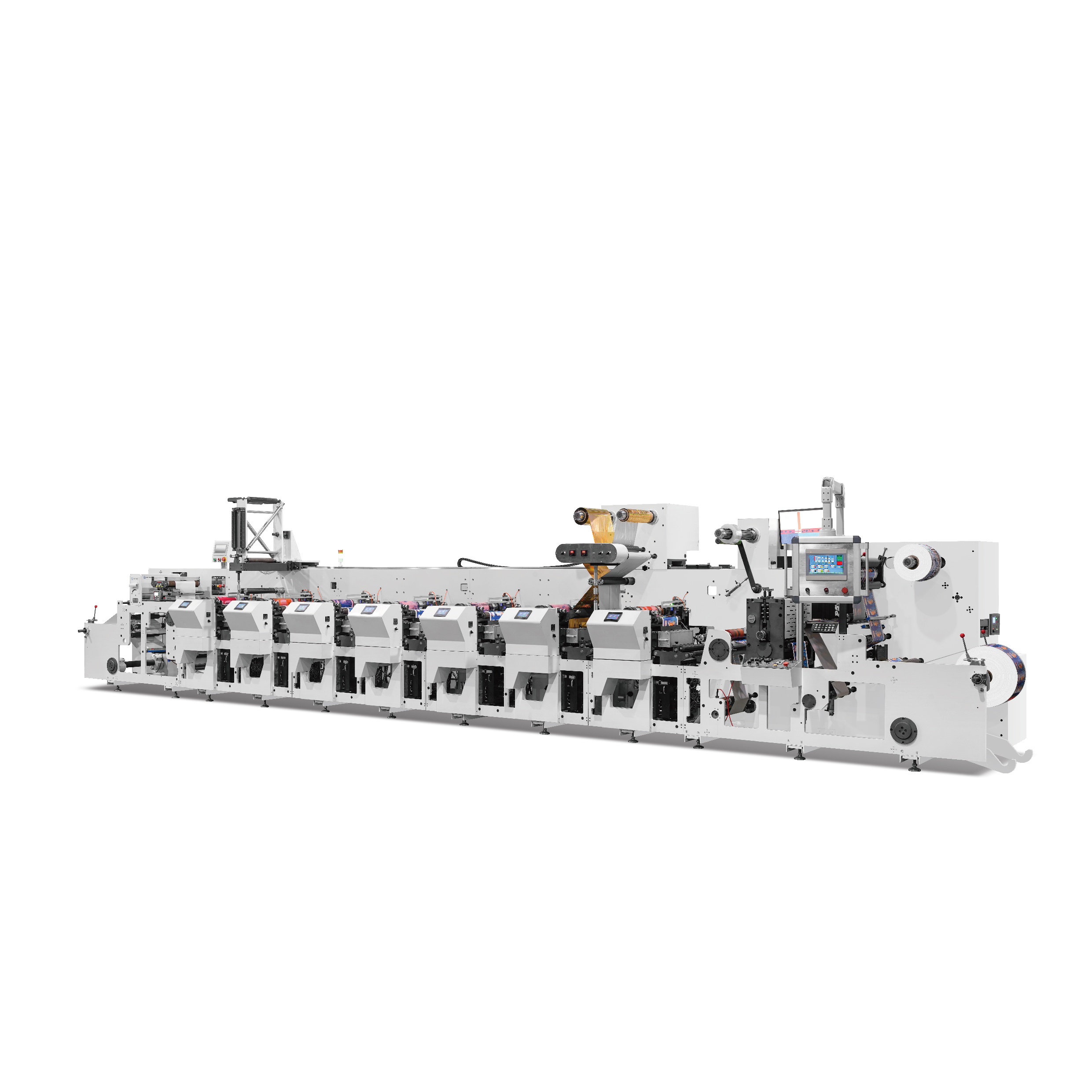 Commercial Grade 8-Color Horizontal Flexographic Printing Machine for Continuous Food and Drink Packaging