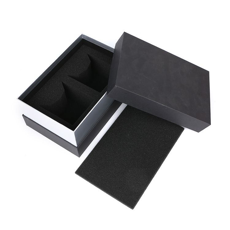 Wholesale Custom Logo Printed Luxury Black Rigid Gift Boxes with Recycled Materials Matt Lamination Sponge Lining