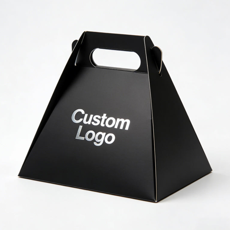Custom Logo Pyramid Gift Box, Luxury Rose Gold Handle Box, Folding Paper Packaging For Wedding, Party &amp; Gift Wrapping