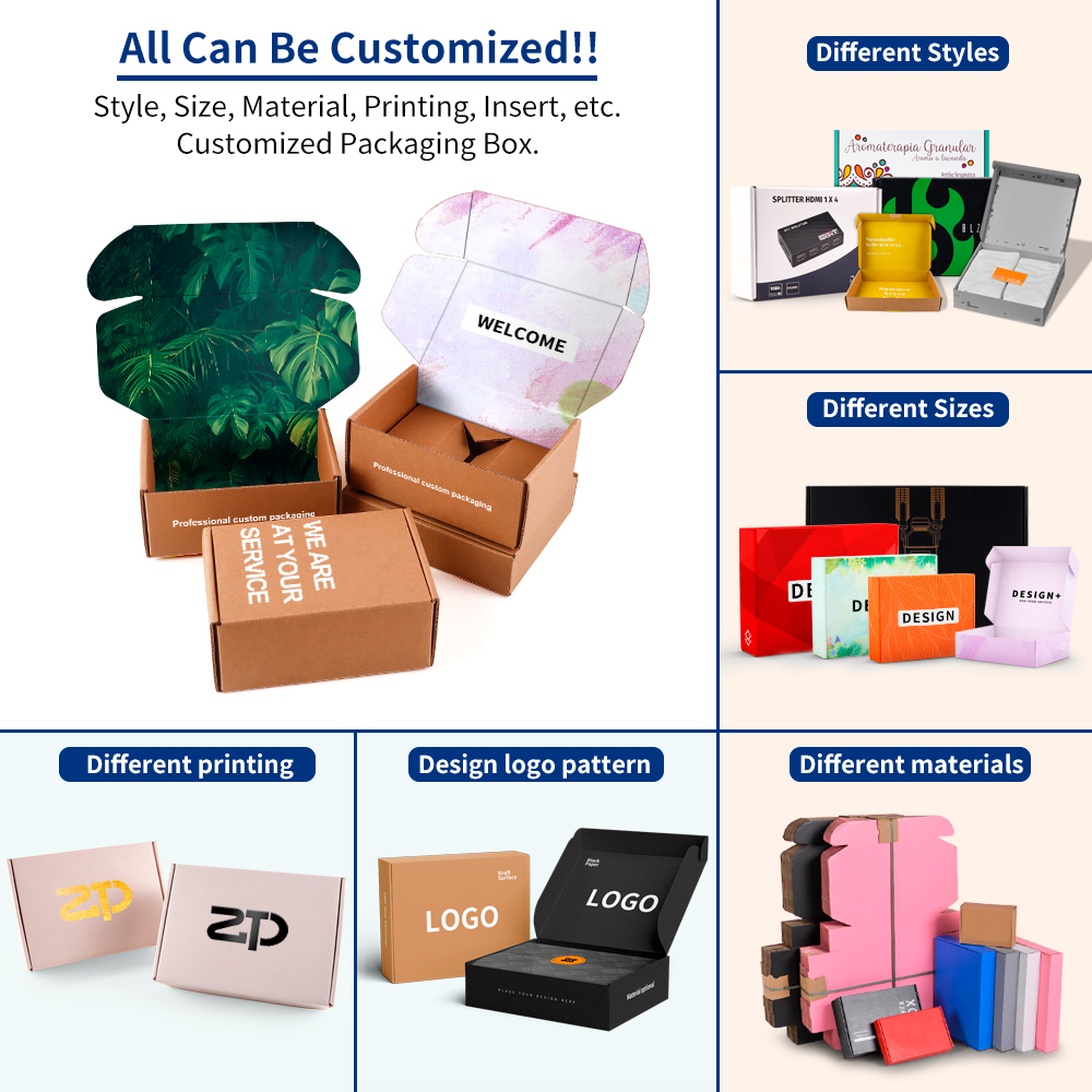Small Custom Printing Black Corrugated Recyclable Shoes Clothes Mailing Paper Cardboard Packaging Custom Mailer Boxes