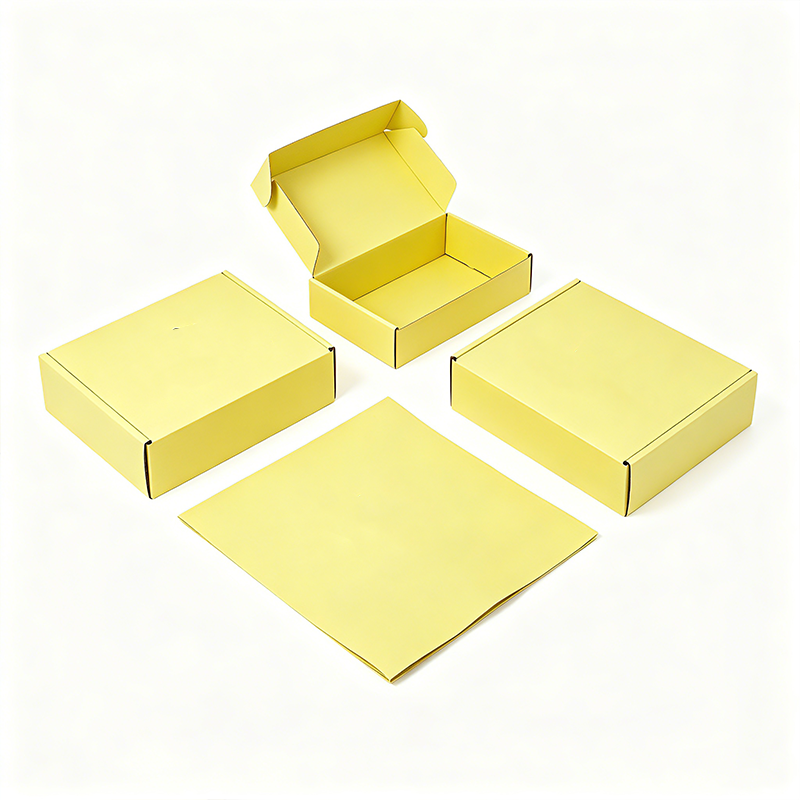 Custom Logo Printed Mailer Box Yellow Corrugated Cardboard Shipping Boxes Eco Friendly Paper Packaging for Small Business Gift