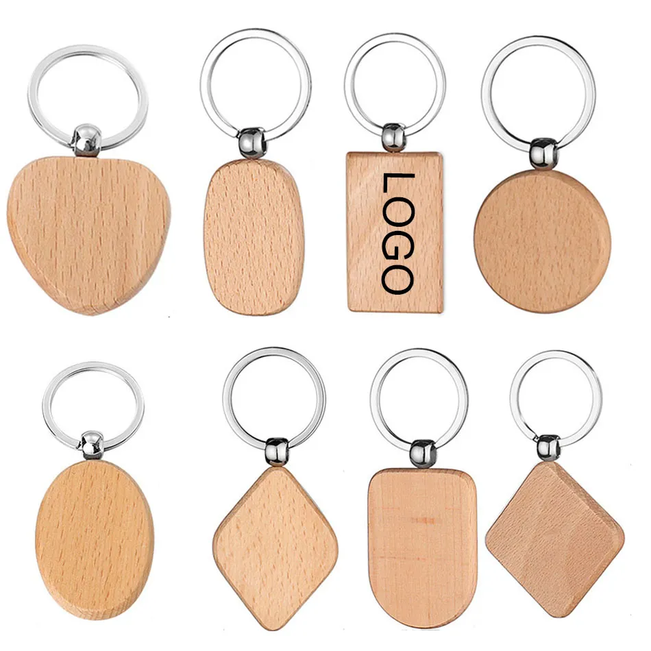 Customised Wooden Key Chain Logoed Key Ring Promotional Key Tags Personalized EDC