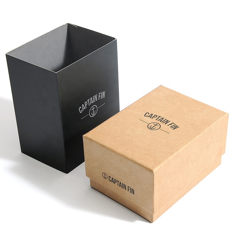 Factory New Style Classic Custom Logo Recycled Kraft Paper Rigid Cardboard Box Watch Boxes Aluminum Foil Embossed Sponge Glitter