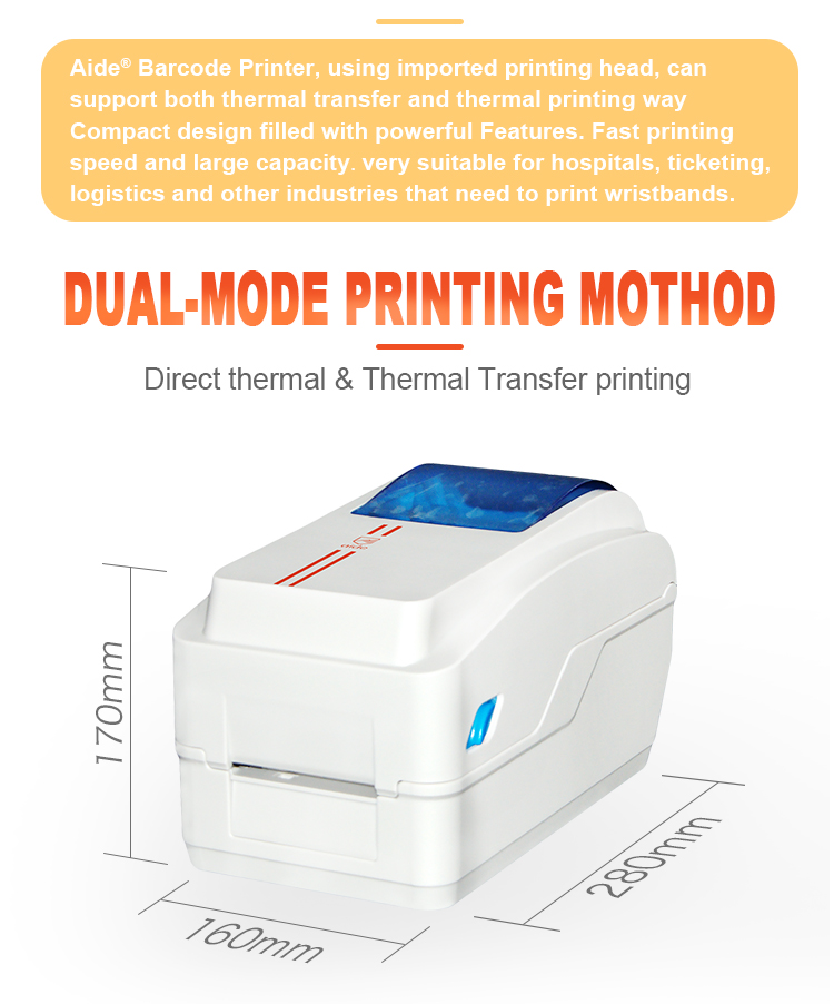 High Speed Portable Desktop Satin Paper Digital Care Barcode Thermal Roll to Roll Label Printer