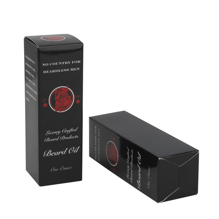 Personalized Custom Black Product Paper Card Box Printed Logo Essential Oil Packaging Boxes