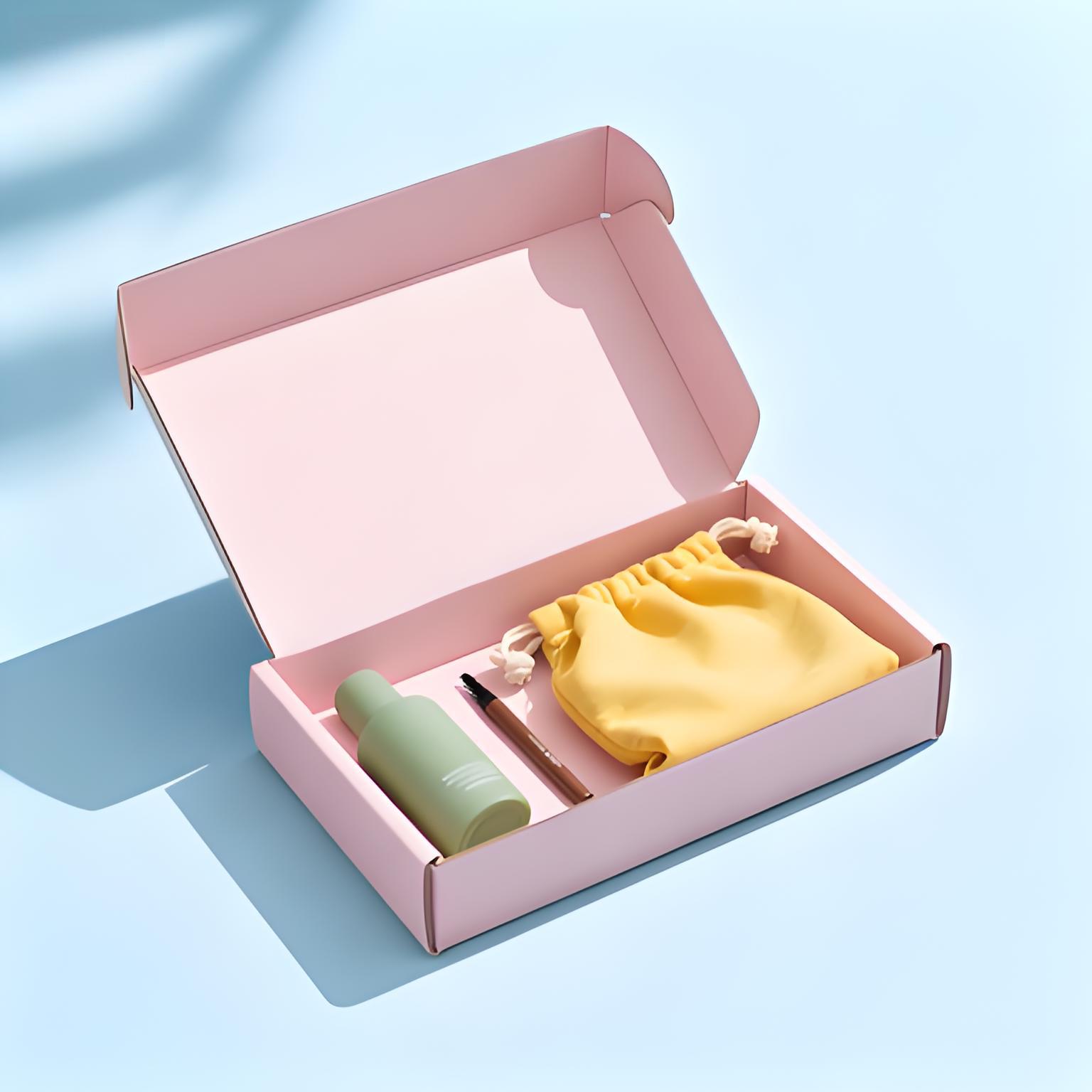 Cosmetic Packaging Box with Custom Logo Paperboard Mailer box Packaging Case for Beauty Products in Pink Kraft Paper