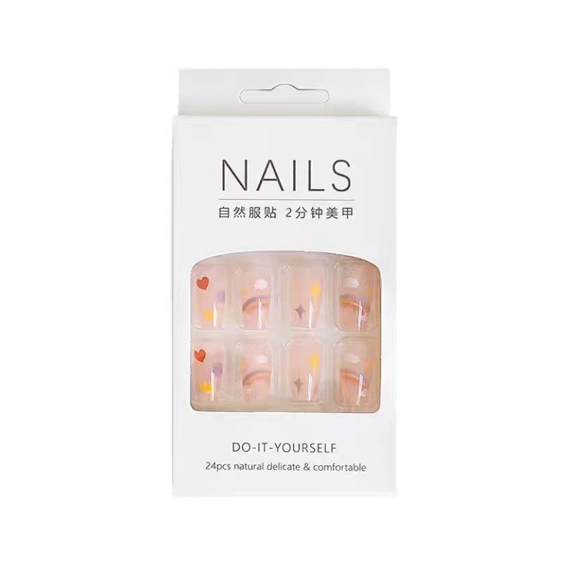 Custom Logo Empty Nails Paper Box Printed E-commerce Clear Window Paper Luxury Press on Nail Packaging Box