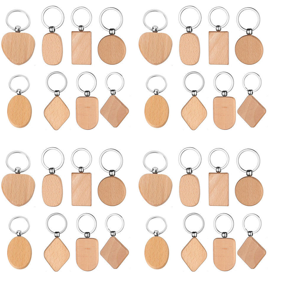 Customizsed Wooden Key Chain Logoed Key Ring Promotional Key Tags Personalized EDC