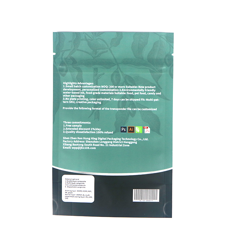 Digital Printing Custom LOGO Kraft Paper Bag Plastic Food Packaging Zipper Bag Kraft Paper Doypack