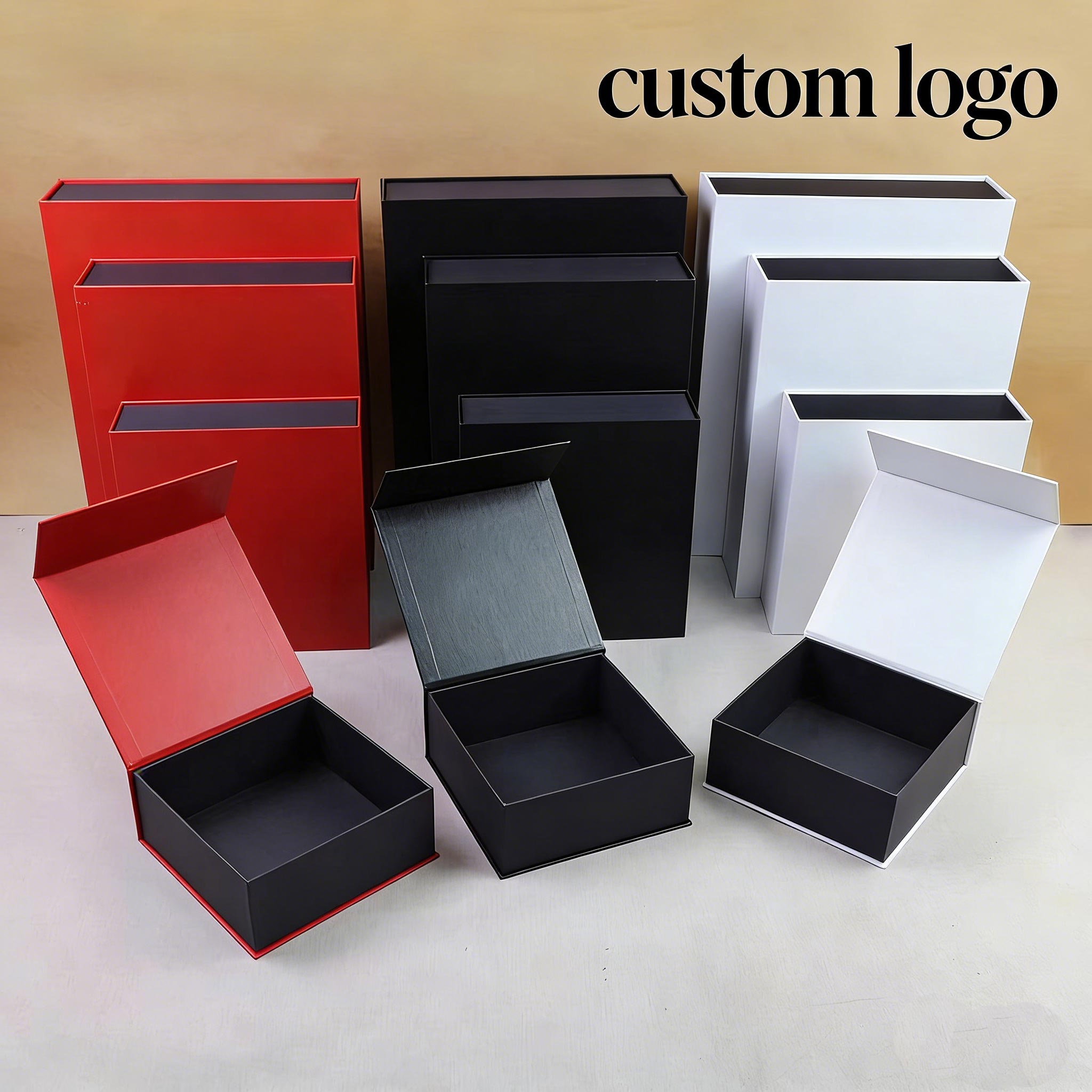 Custom Logo Gold Foil Embossed Magnetic Closure Cardboard Paper Gift Box Packaging for Cosmetic Jewelry Brand Presentation