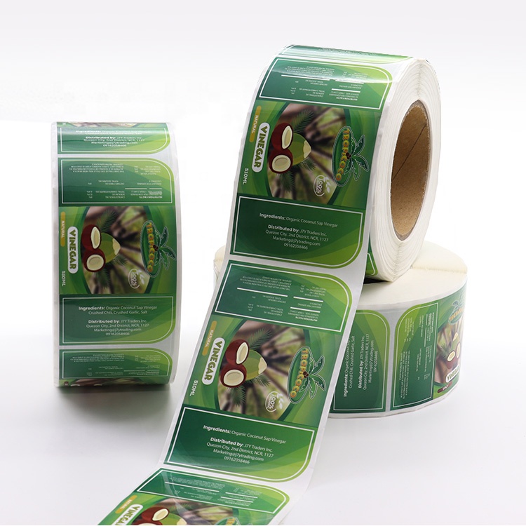 Custom Self Adhesive Package Labels Roll Printed Stickers Waterproof Juice Bottle Food Safety Label For Food Packaging