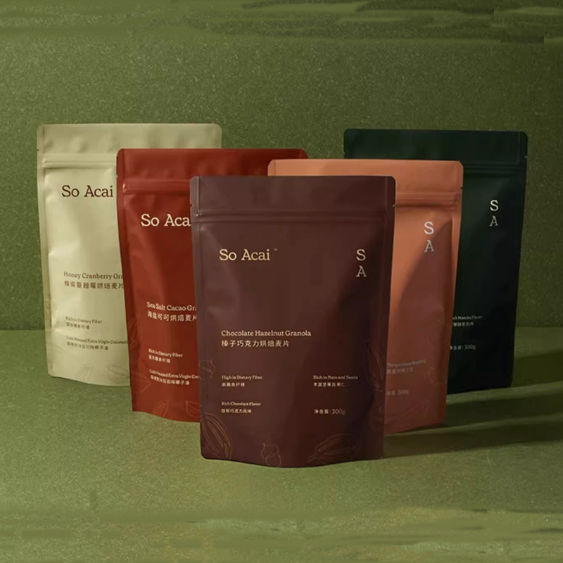 Food Grade Customized Printing Stand Up Pouch Resealable Zip Lock Tea Coffee Candy Snack Food Packaging Bags
