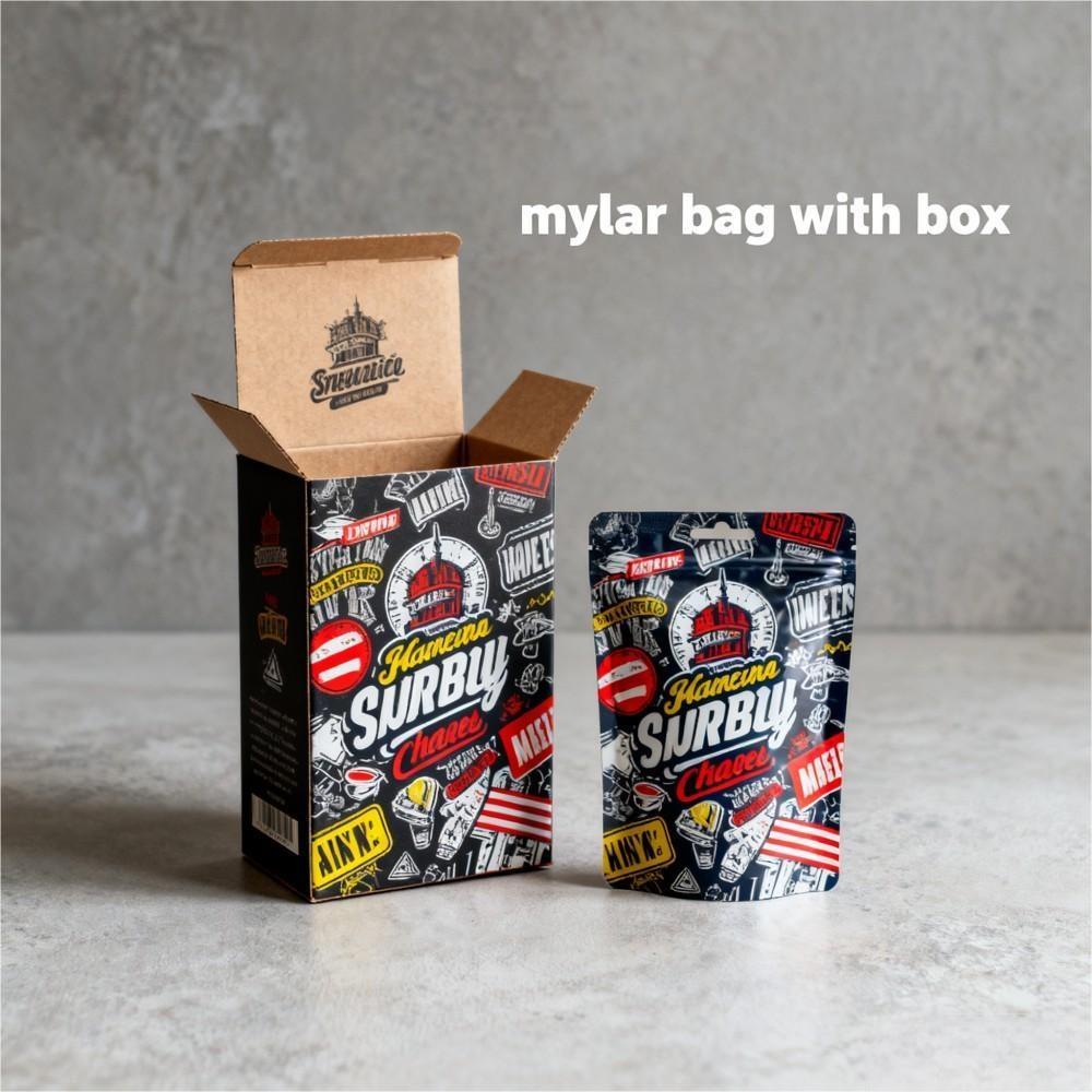 Manufacturer Direct Cyborg Skull Mylar Bag With Box 35G Neon Graffiti Holographic Stand up Pouch Resealable Custom Logo Storage