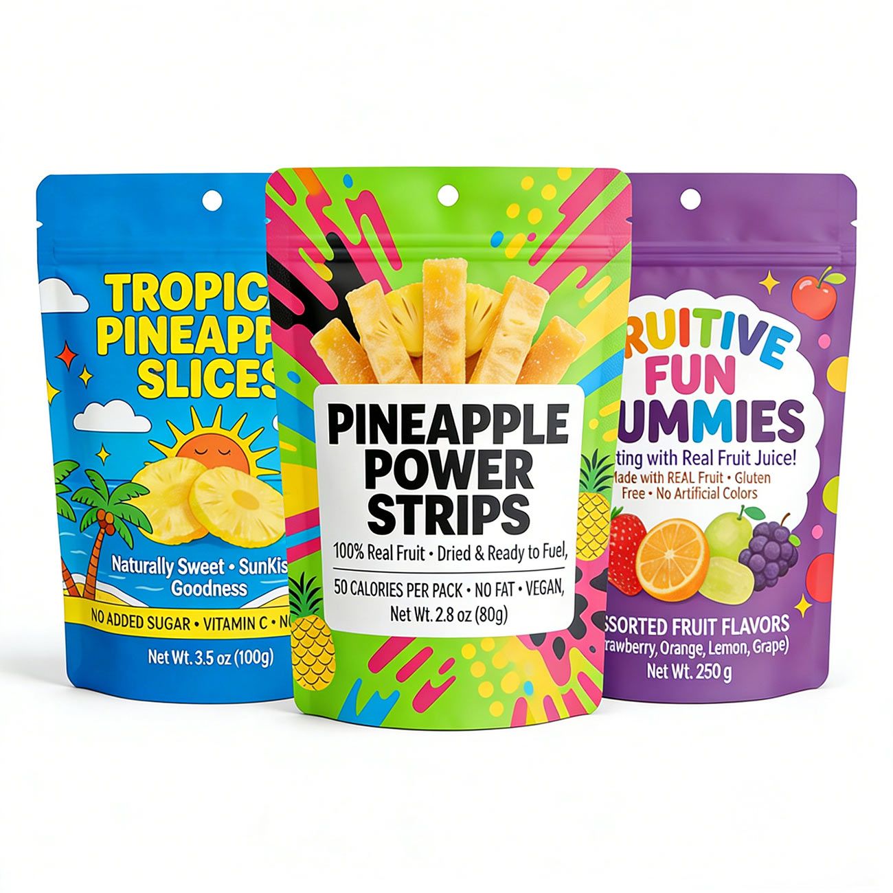 Stand up Pouches Food Packaging Printed Zipper Packaging Bags Sweets Snacks Candy Ziplock Bags Top Brand PT