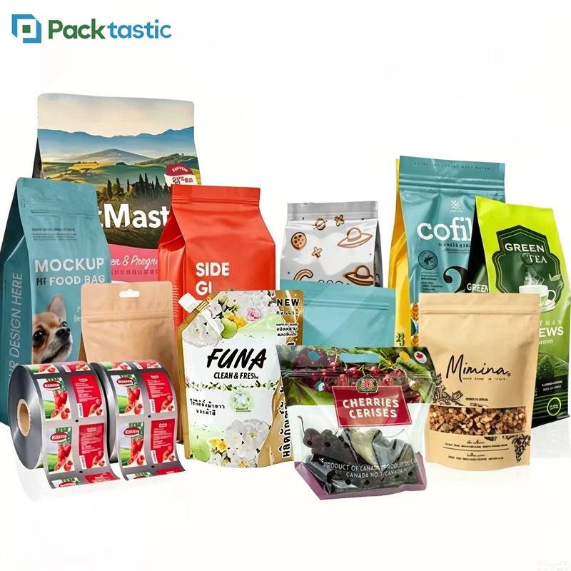 Packtastic Custom Printed Mylar Bags Stand up Pouch Food Grade Smell Proof Zipper Bags with Logo for Coffee Packaging Factory