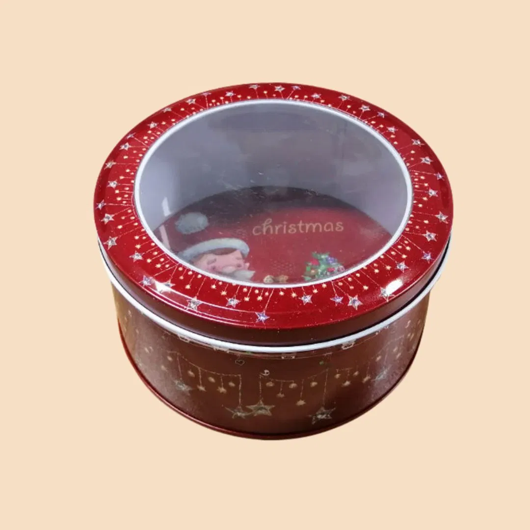 Promotional Metal Box with Window Cookie Tin Set Metal Tin Christmas Gift Box Packaging