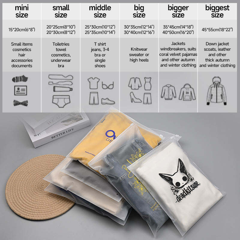 Luxury Custom Logo Clothing Bags Transparent Poly Zip Lock Packaging PE Material for Clothes &amp; Zipper Bags Plastic Packing Bags