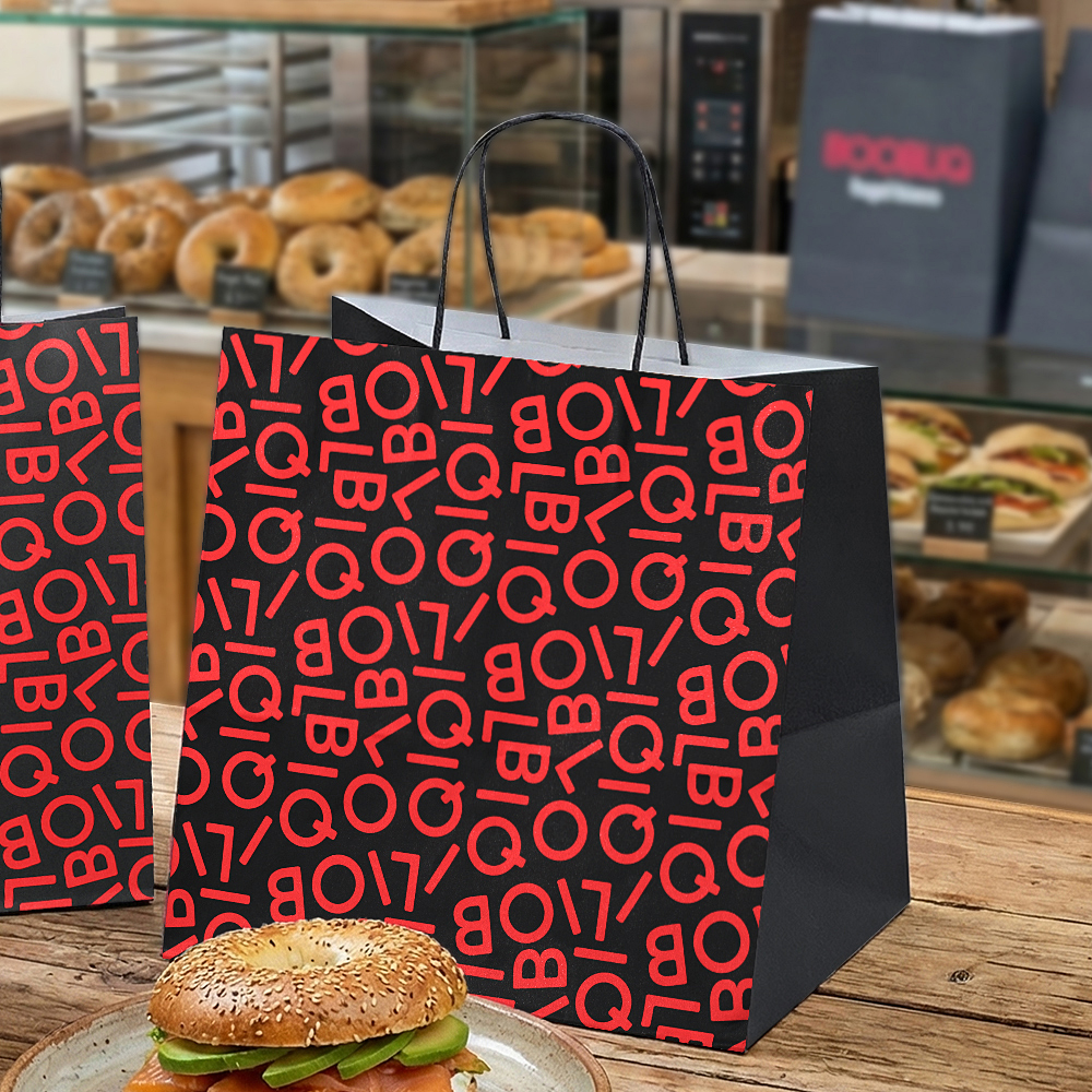 Custom Logo Eco-Friendly Disposable Commercial Use Bakery Bagel Kraft Paper Bags for Food Packaging in Cake Shops Dessert Stores