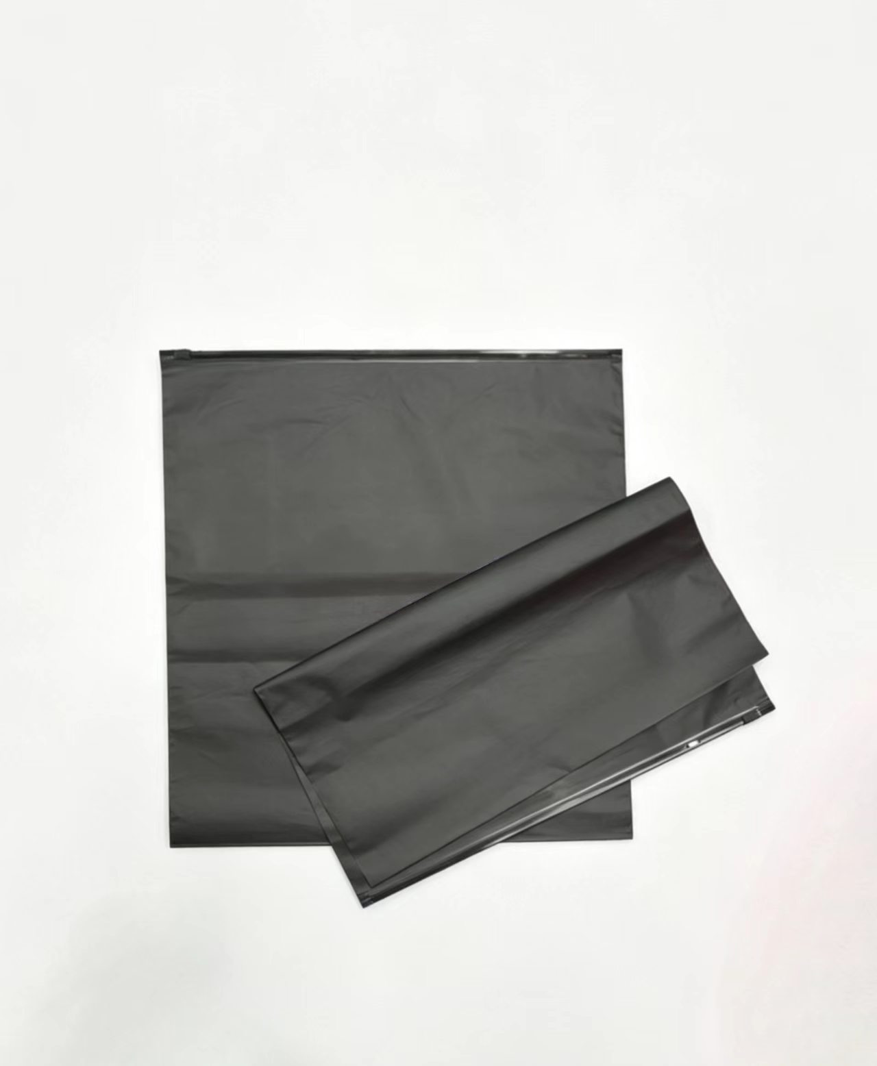 Black Matte CPE Zipper Bag Custom Signature Print Opaque Luxury Women Apparel Packaging Pouch