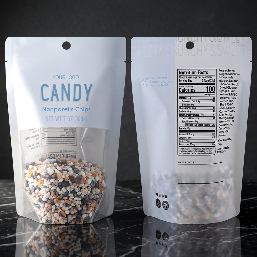 Custom Printed Food Grade Laminated Stand up Pouch with Clear Window and Zipper Moisture Proof Packaging for Snacks and Desserts