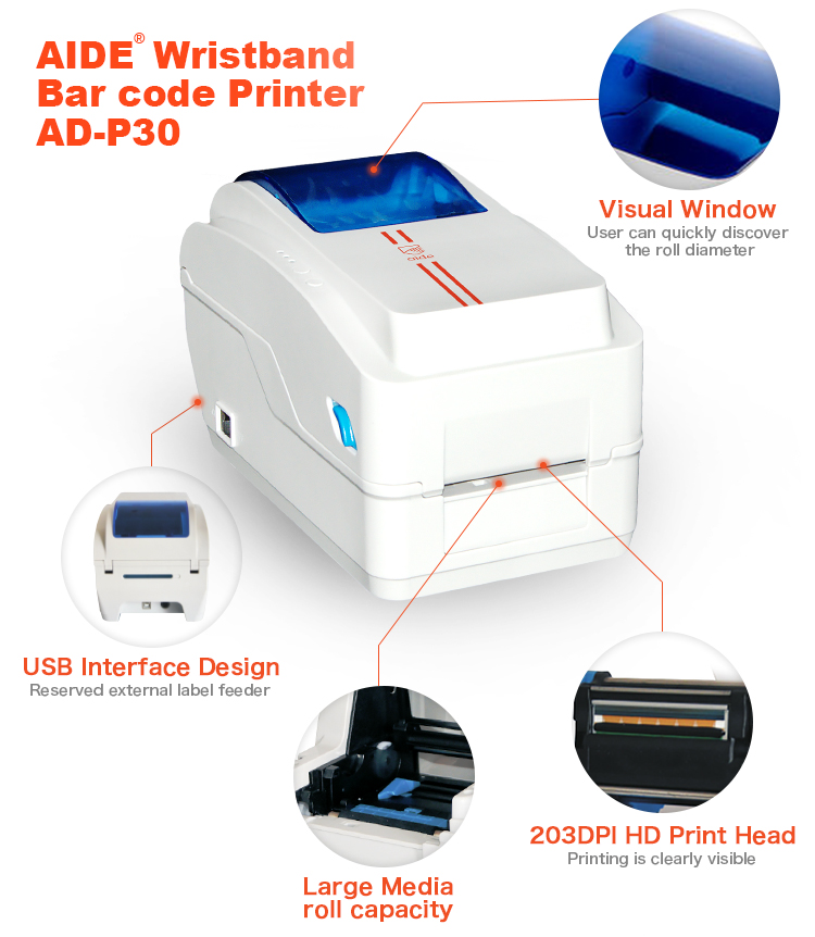 High Speed Portable Desktop Satin Paper Digital Care Barcode Thermal Roll to Roll Label Printer