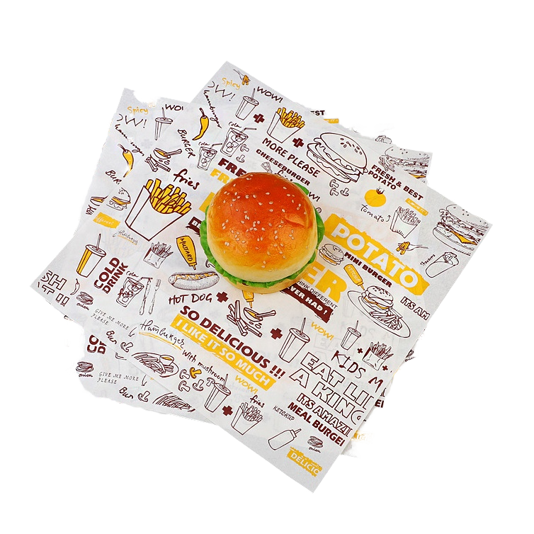 Wholesale Custom Food Grade Hamburger Hot Dog Sandwich Wrappers with Coated Logo Printed Bread Wrappers for Catering Restaurants