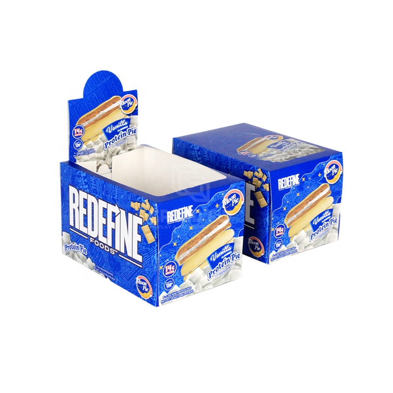 Custom Cardboard PDQ Display Box for Chocolate &amp; Candy Shelf Ready Tear Away Display Retail Packaging Box for Power Bars
