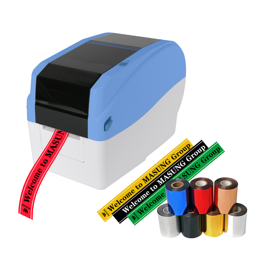 MASUNG Thermal Transfer Printer 300dpi Label Printer High Resolution Label Printing with Stain Ribbons