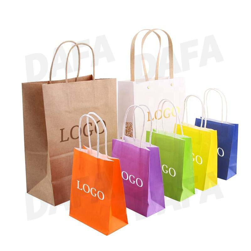Biodegradable Color Kraft Paper Bag Takeaway Bag Rectangular for Coffee Milk Tea Food Paper Bag Customized Size