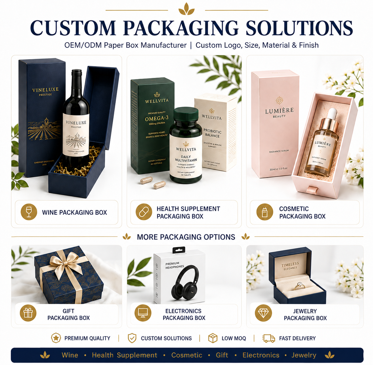 Customized Eco-Friendly Corrugated Paper Heavy-Duty Recyclable Self Erecting Express Packaging Boxes Sponge Liner for Food