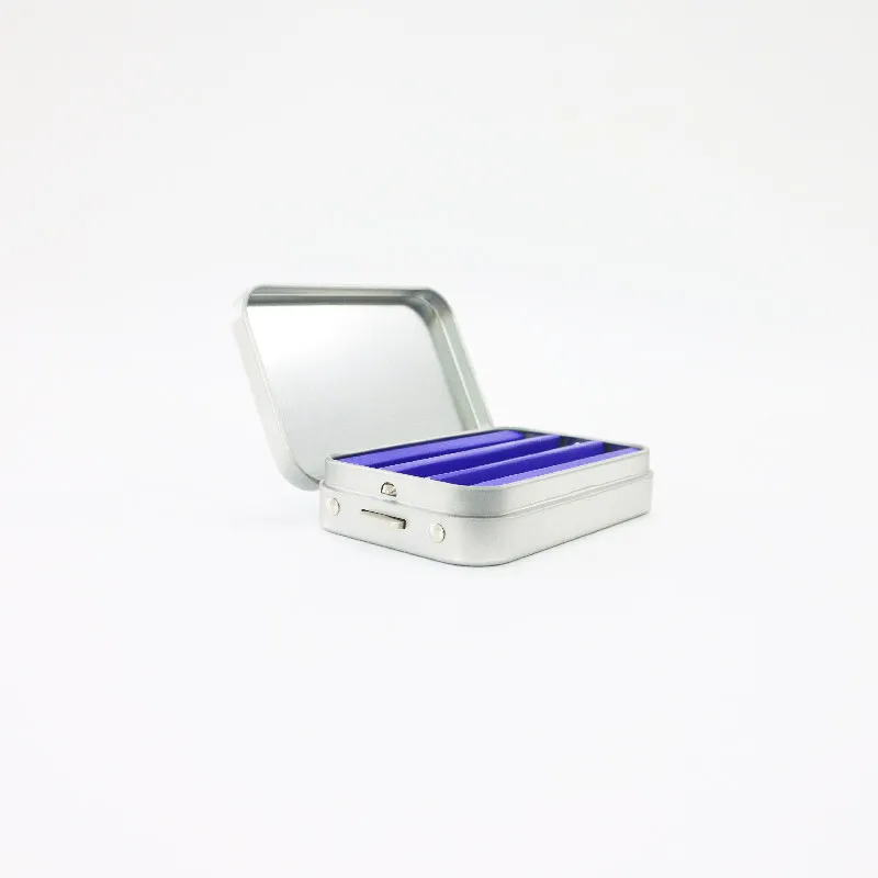 Two Side Button Child Resistant Portable Metal Rectangular Hinged Tins Box