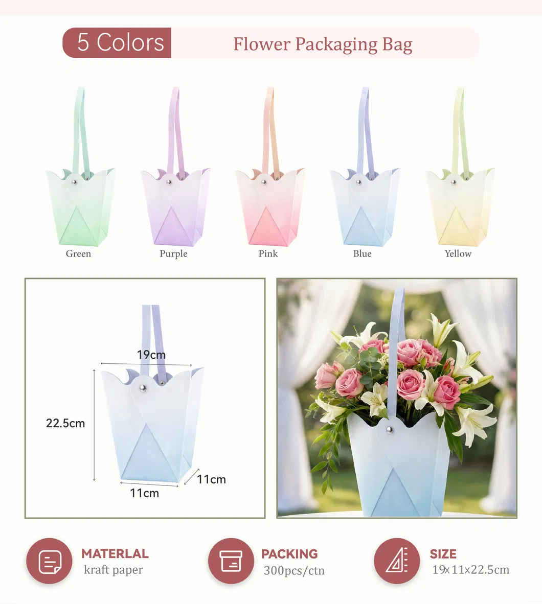 Custom Printed Flower Handbags - Eco-Friendly Promotional Gift & Retail Packaging
