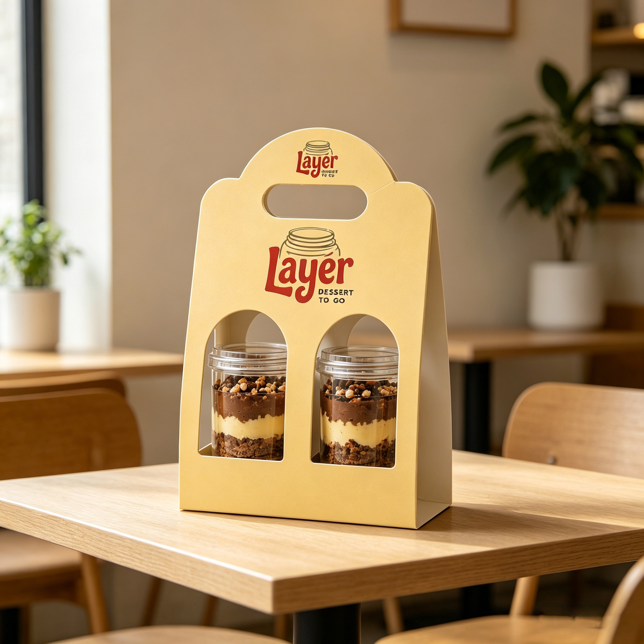 AT PACK Custom Kraft Paper Beverage Flower Packaging Boxes &amp; Cup Holders For Takeaway Coffee/Milk Tea Custom Logo Printing