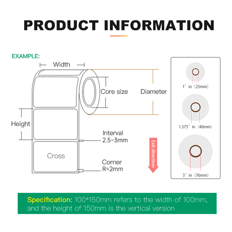 Supermarket Thermal Printer Sticker Folding Label Paper 100x150 Made Plastic for Business Packaging Carton Shipping Waybills