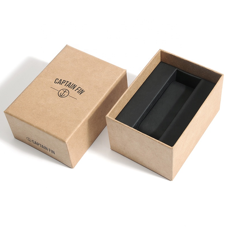 Factory New Style Classic Custom Logo Recycled Kraft Paper Rigid Cardboard Box Watch Boxes Aluminum Foil Embossed Sponge Glitter