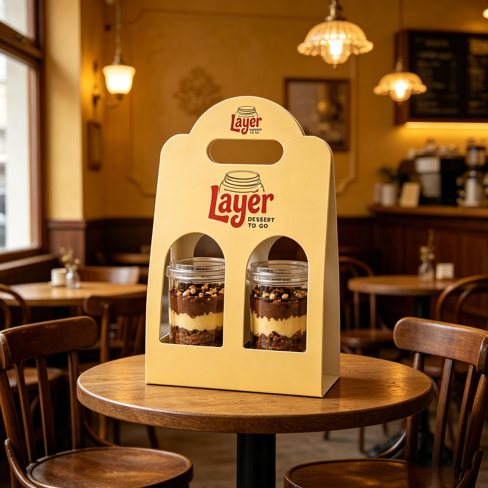 AT PACK Custom Kraft Paper Beverage Flower Packaging Boxes &amp; Cup Holders For Takeaway Coffee/Milk Tea Custom Logo Printing