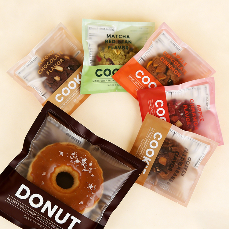 Customized Logo Printed Design Food Grade Baking Packaging Bread Bag Laminated Plastic Small Clear Heat Sealing Cookie Bags