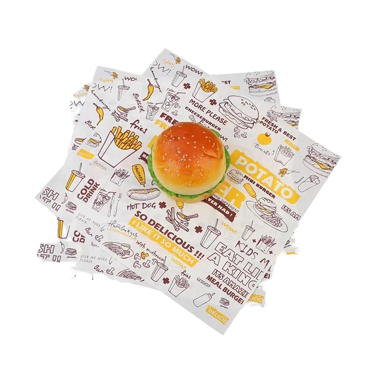 Wholesale Custom Food Grade Hamburger Hot Dog Sandwich Wrappers with Coated Logo Printed Bread Wrappers for Catering Restaurants